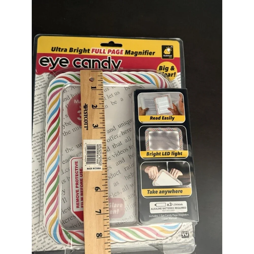 Eye Candy Ultra-Bright Full-Page Magnifier, As Seen On TV, Magnifies Up to 3X